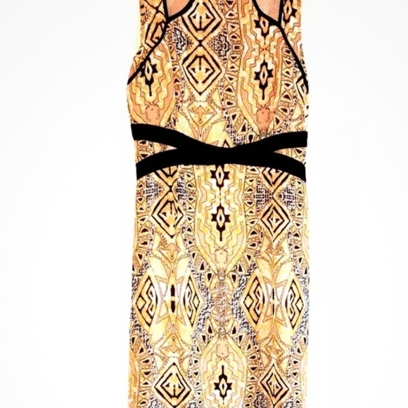 Bohemian Summer Dress Flowing Rayon Fabric, Two Tone Print, Full Length - Picture 2 of 5